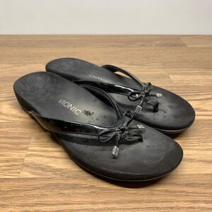 Vionic Bella II Women's‎ Orthotic Sandals Thong Size 11 EU 43 Black Bow